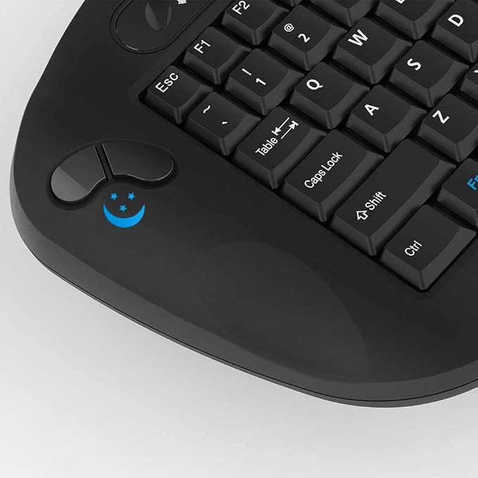 Wireless Keyboard with Trackball, 2.4G Handheld Multimedia Keyboard Built in Trackball, Scroll Wheel & Hotkeys for HTPC, Smart TV, Laptop, Desktop, Compatible with Windows, Mac, Android (Black)
