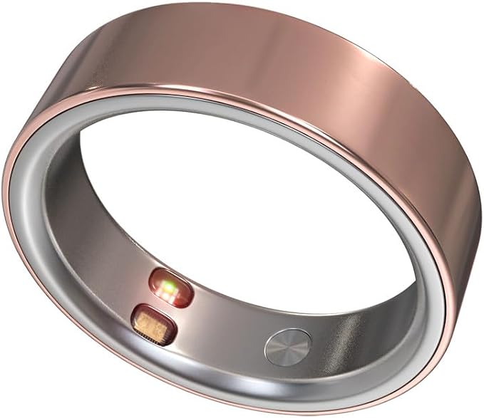 Smart Ring Health Tracker 5ATM Waterproof Sport Ring Exclusive Vibration Alerts Titanium Blood Oxygen/Sleep/Emotional Management Women Cycle Prediction Compatible with iOS/Android Dawn Rose Gold 12.5
