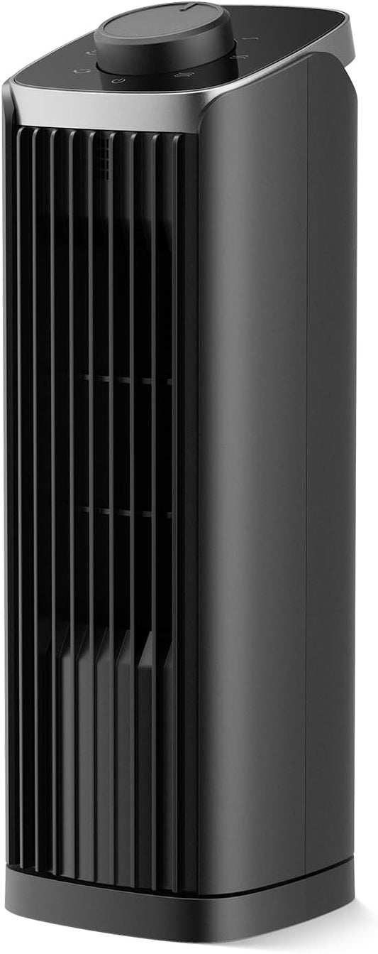 PNTCK Fan for Bedroom, 13" Tower Fan with Remote, 4 Modes 3 Speeds Max 23ft/s, 70° Oscillating Desk Fan, Bladeless Standing Fan, Portable Fans, Cooling Fans for Office, Home Medium-13”-Knob