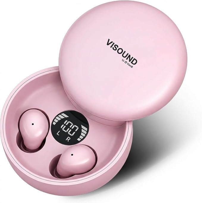 VionB Air Invisible Earbuds Wireless Bluetooth 5.4 for Small Ears, Mini Tiny Ear Buds, IPX5 Waterproof, Sound Isolating Fit, ENC Mic for Clear Calls, Discreet in-Ear Headphones (Rose Quartz)