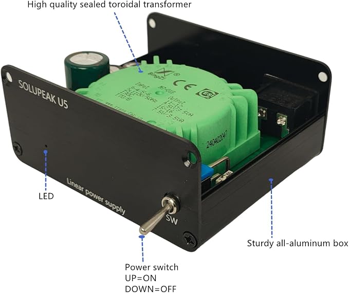 DC Linear power supply Low Noise DC 5V 1.2A External PSU adapter, Upgrade Your Audio/Video/Electronics -U5