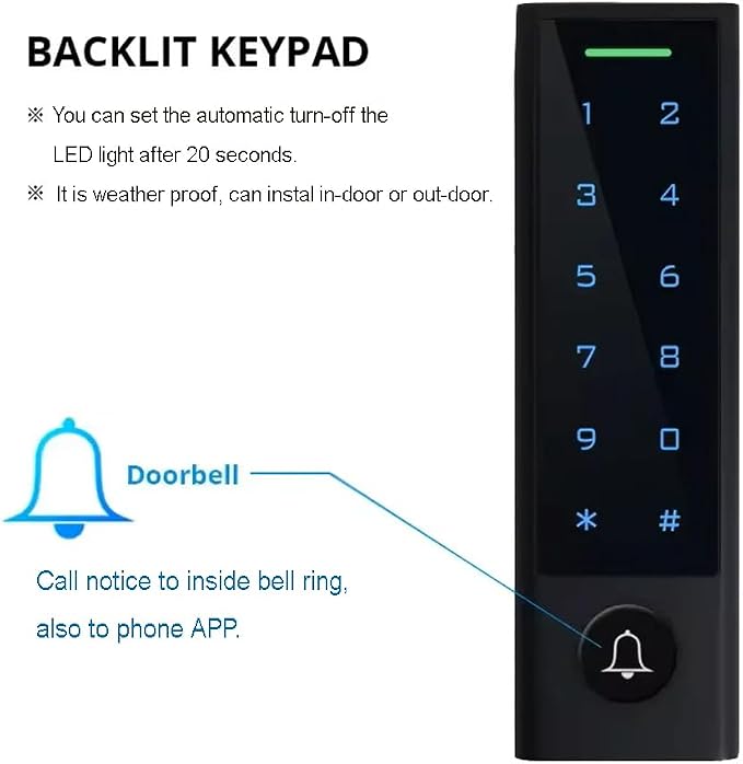WiFi Remote Manage IP66 Watreproof Access Control Keypad ANSI Standard North American Heavy Duty Electric Strike Lock Push Exit Button Smart Phone App Remote ADD/Delete User