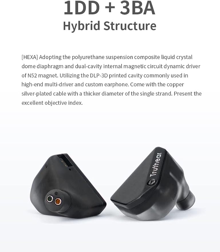 Fanmusic Truthear Hexa 1DD+3BA Hybird Earphones with 0.78 2Pin Cable Earbuds
