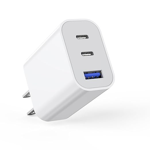 35W Fast USB C Charger Block - Double Port USB C Charger PD+QC Wall Plug Multiport Block Cube Compatible with iPhone 16/16 Plus/15/14/13/12/X/iPad Pro/Mini/Air