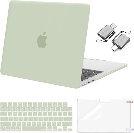 MOSISO Compatible with MacBook Air 13 inch Case M5 2026 M4 2025 M3 M2 2024-2022 A3449 A3240 A3113 A2681, Hard Shell&Keyboard Cover&Screen Film&Type C for MacBook Air 13.6 inch Case, Sage Green