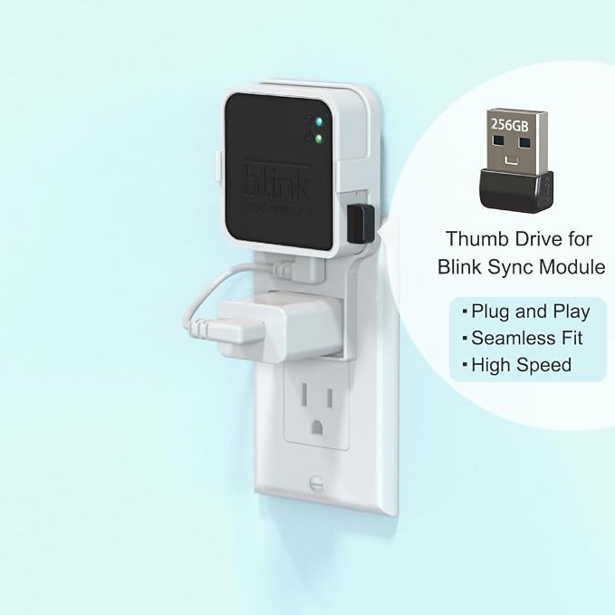 256GB USB Flash Drive with Outlet Wall Mount for Blink Sync Module 2, Space-Saving Mount Bracket Holder for Blink Outdoor/Indoor Security System (Sync Module 2 is NOT Included),1Pack