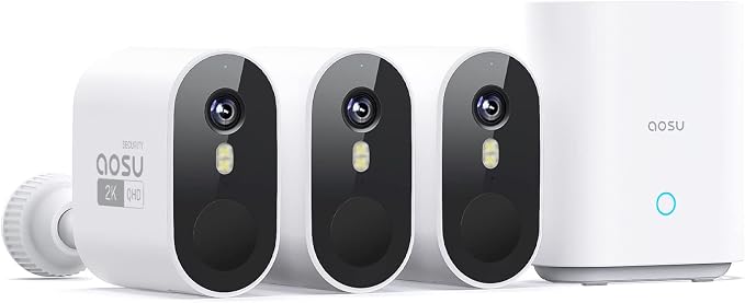 aosu 2K Add-on Camera, Requires WirelessCam/SolarCam aosuBase (NOT Doorbell Base Station), Up to 4 Cameras Can be Connected to 1 aosuBase