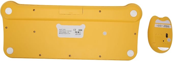 Keyboards and Mouse Combo, 98 Keys, Cute, USB Receiver, Silent Click, 2.4G Full Size, for Smart TVs (Yellow)