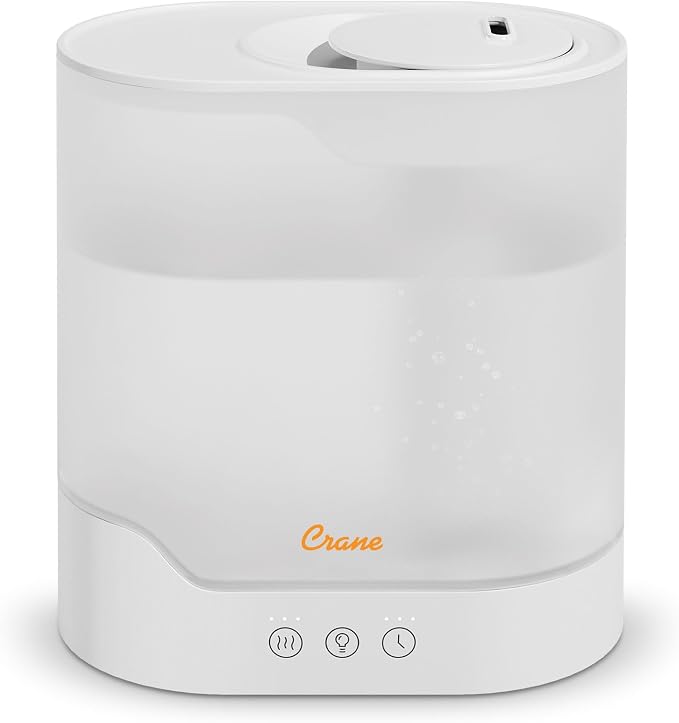 Crane 0.7 Gallon Top Fill Cool Mist Humidifier and Aroma Diffuser, with Color-Changing Night Light and Aroma Diffuser Function, Humidifier For Bedroom, Office or Nursery