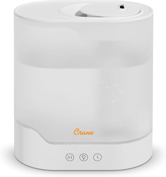 Crane 0.7 Gallon Top Fill Cool Mist Humidifier and Aroma Diffuser, with Color-Changing Night Light and Aroma Diffuser Function, Humidifier For Bedroom, Office or Nursery