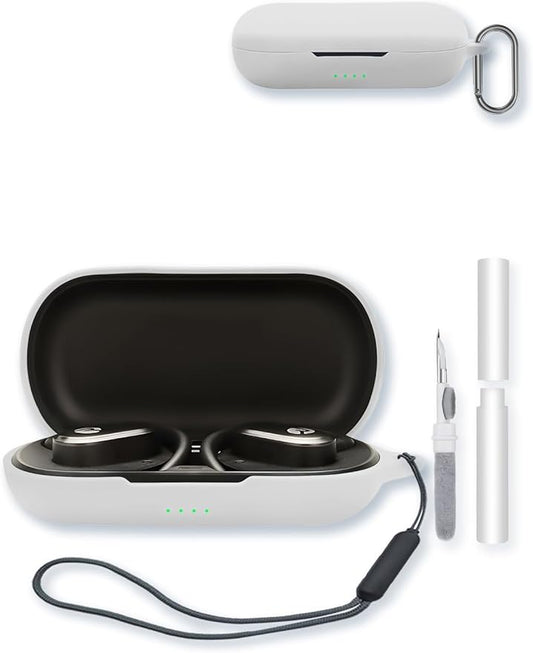 Case for Raycon Open Earbuds True Wireless Bluetooth Headphones,Soft Protective,BOVUGAC Silicone Case Cover with Keychain & Cleaning Kit & Lanyard for Raycon Open Earbuds-White