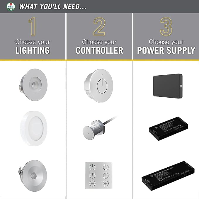 VST Under Cabinet Lighting 12V 2W(12W Total, 60W Equivalent), with Wireless Dimmer Switch, Recessed or Surface Mount Puck Light for Kitchen,Wardrobe,Pantry,Decor, 6 Pack White 4000K…