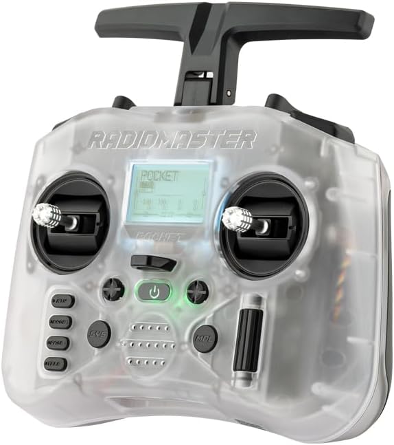 Radiomaster Pocket Hall Gimbal Transmitter Remote Control Portable Lightweight Built in LED Light Foldable Antenna Mode 2 (ELRS-Transparent)