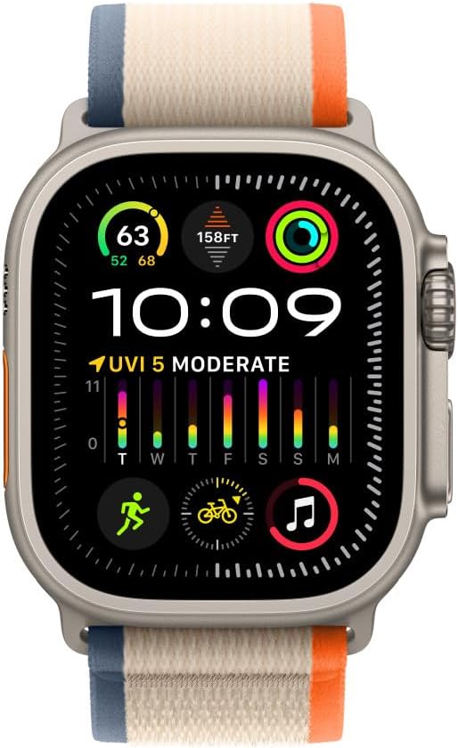 Apple Watch Band - Trail Loop (49mm) - Orange/Beige with Rugged Titanium Finish - S/M