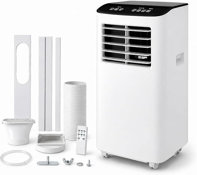 8000 BTU Portable Air Conditioners, 3-in-1 Portable AC Unit with Cool, Dehumidifier & Fan, Cools Up to 350 Sq.Ft, Remote Control, 24 Hour Timer and Window Kit, 2 Speeds for Bedroom Office