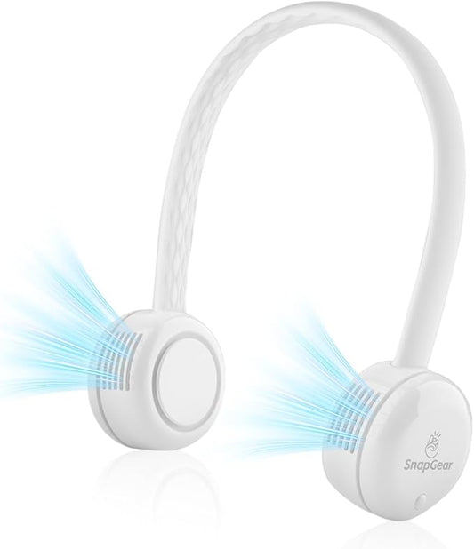 Neck Fan DUO, Lightweight Hair - Safe Bladeless Design, Dual Motors 360° Cooling, Foldable, 3 Speeds USB Rechargeable
