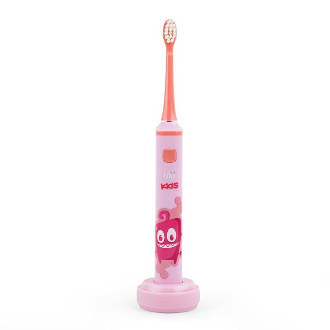 Blu Smart Toothbrush for Kids Up to 8 Years, App-Enabled Sonic Toothbrush with Live Tracking, Helps Build Healthy Brushing Habits, Rechargeable Electric (Pink)