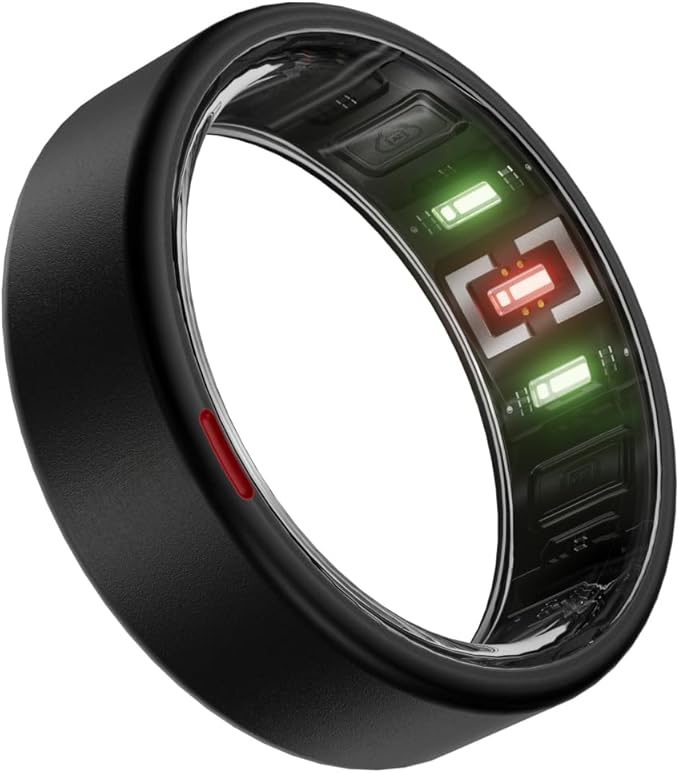 POBOVi Gen 2 Titanium Smart Ring for Women & Men, Sleep & Heart Rate Tracker, No Subscription, Size Before You Buy (Black, 8)