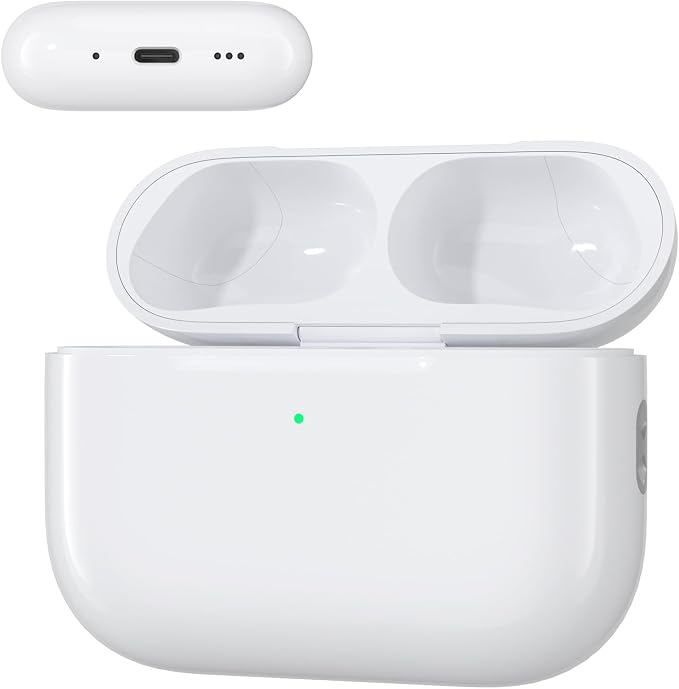 Replacement Wireless Charging Case Compatible for Airpods Pro 3 Charger case with Type-C Charging Port Replacement for Airpods Pro 3 Charging case Support Wireless Airpods pro 3 Charging case