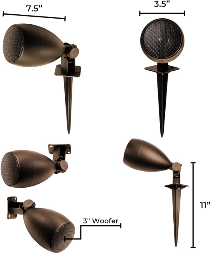 OSD Audio 3" Landscape In Ground 60W Speaker, Outdoor Weather Resistant, LS3 Bronze (Pair)