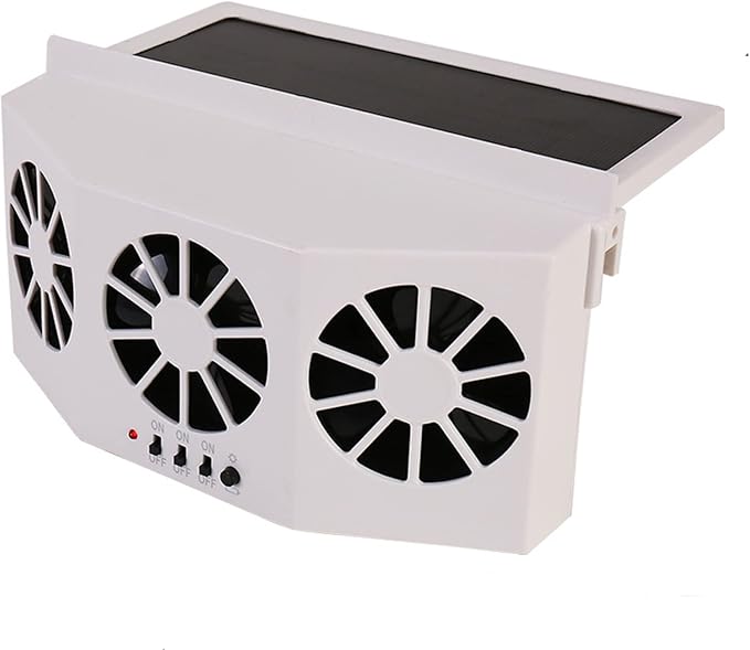 CYDZSW Car Solar Powered Window Exhaust Fan, Air Purifier, Solar Power Air Vent Radiator Fan for Backseat or Frontseat, Vehicle Ventilation Fan (White)