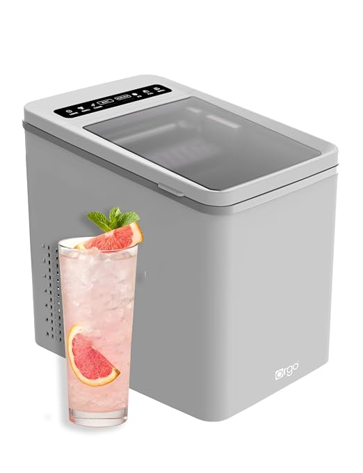 Orgo The Maverick Countertop Ice Maker, Makes 23 lbs. in 24 Hours, Bullet Shaped in 2 Sizes, Ice Maker Ready in 6-8 Minutes, LED Control Panel, Self-Cleaning, Includes Scoop, TMT3653, Gray