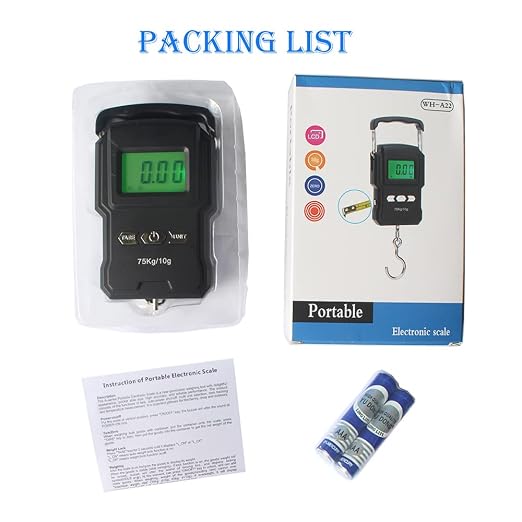 Portable Electronic Hook Scale Digital Hanging Bag Luggage Weight Scale Fishing Scale with Measuring Tape 165Lb Black