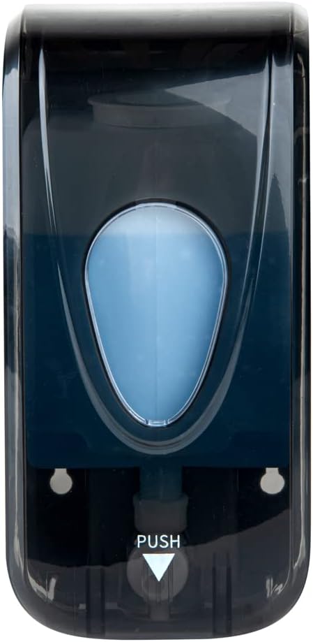 Restaurantware Clean Tek Professional 33 Ounce Manual Soap Dispenser 1 Wall-Mountable Soap Dispenser - For Gel Or Liquid Soap Black Plastic Soap Dispenser Push Mechanism Transparent Tank