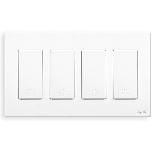 MOES Smart Single Pole Light Switch, 2.4GHz WiFi Wall Switch, Needs Neutral Wire, Multi-Control, Smart Life/TUYA APP Control, Voice Control with Alexa/Google Home, White 4 Gang