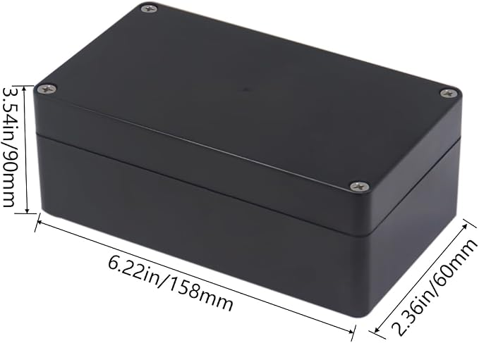 Project Box IP65 Waterproof Junction Box ABS Plastic Black Electrical Boxes DIY Electronic Project Case Power Enclosure 6.22x3.54x2.36 inch (158 x 90 x60 mm)