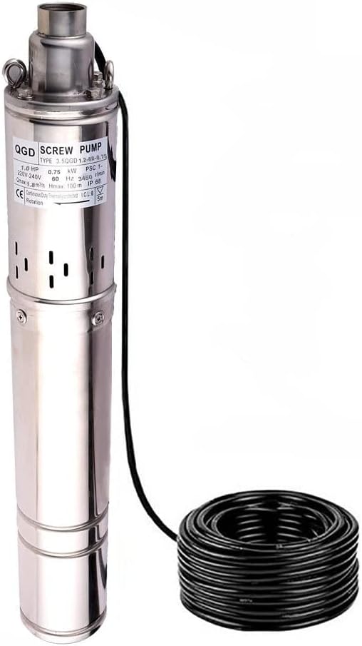 3Inch Stainless Steel Deep Well Submersible Pump - 110V, 8cm Bore, Max. Lift 335ft, 11GPM for Home, Garden, Agricultural Irrigation