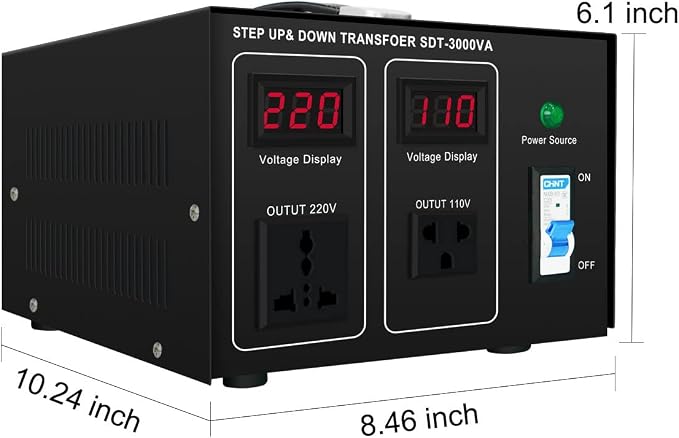 Step Down/Up Transformer 220v to 110v, 3000W Voltage Converter 110 to 220 120v to 240V Heavy Duty Power Transformer