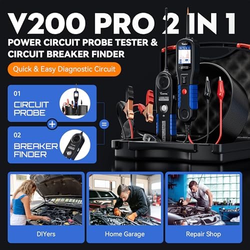 VDIAGTOOL V200 Pro Automotive Power Circuit Probe Tester Circuit Breaker Finder Tool Circuit Short Finder with VD31 Car Code Reader, OBD2 Scanner with Car Key Battery Tester