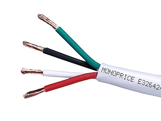 Monoprice 16 Gauge AWG CL2 Rated 4 Conductor Speaker Wire / Cable - 1000 Feet - White | Fire Safety In Wall Rated, Jacketed In PVC Material 99.9 Percent Oxygen-Free Pure Bare Copper - Access Series