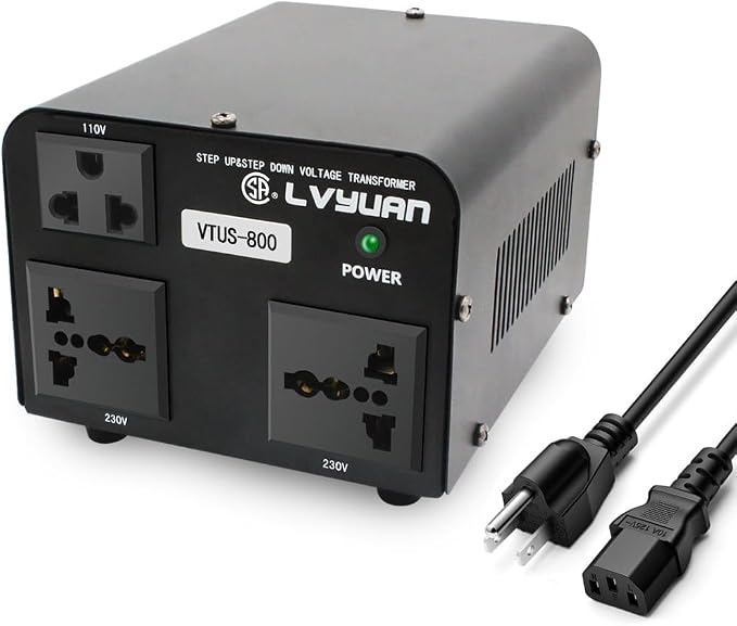 Cantonape Voltage Transformer Converter 800 Watt Step Up/Down Convert from 110-120 Volt to 220-240 Volt and from 220-240 Volt to 110-120 Volt with 1 US Outlets, 2 Universal Outlets