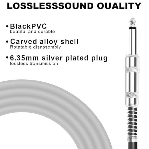 USB Guitar Cable USB to 6.35mm 1/4 Inch TS Audio Cable Guitar to Pc Interface for Instruments Recording Electric Guitar Cord 1/4 Inch Instrument Cable for Guitar, Bass and More - 10FT/3.1M