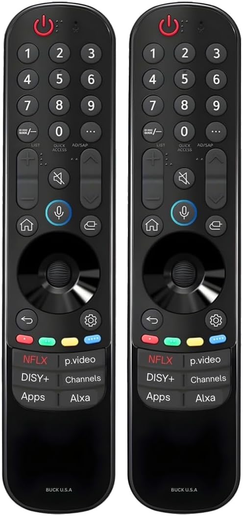 2 Pack LG Magic Remote Control Replacement for 2019-2024 TV Models - Easy Setup, Voice Control, Shortcut Keys - Works with LG OLED, QNED, NanoCell, UHD, WebOS, 4K/8K Smart TVs (MR19/20/21/22/23/24GA)
