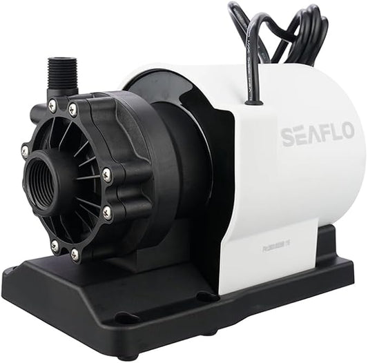 SEAFLO 1000 GPH Air Conditioning 230V Marine AC, 16.6 GPM Magnetic Drive Circulation Pump for Systems up to 45,000 BTU, 26.9 ft Head, Continuous Duty HVAC, 4-Year Warranty