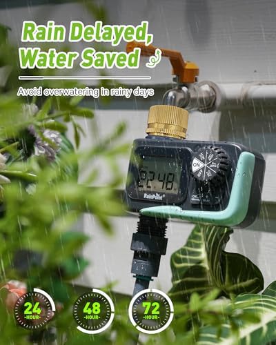 RainPoint Hose Timer & 25FT Soaker Hose, Water-Saving Auto-Irrigation System