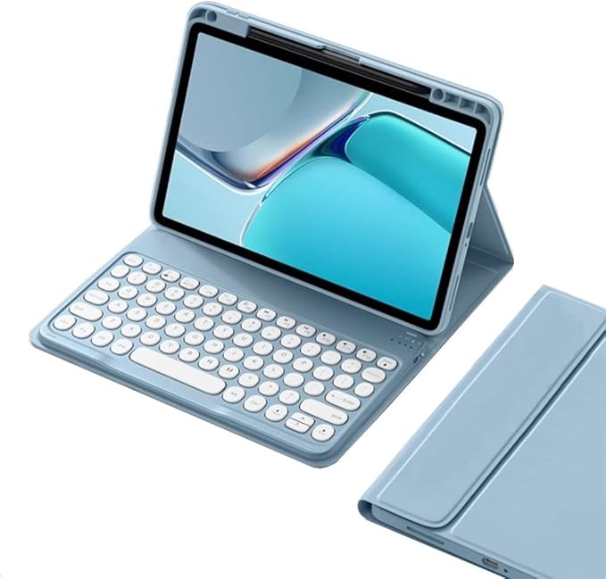 kaitesi Keyboard Case for iPad Air 11 inch M3 M2, Air 5th/4th Generation 10.9 inch, iPad Pro 11 inch 4th/3rd/2nd Generation Detachable Keyboard Case Round Keys (Misty Blue)