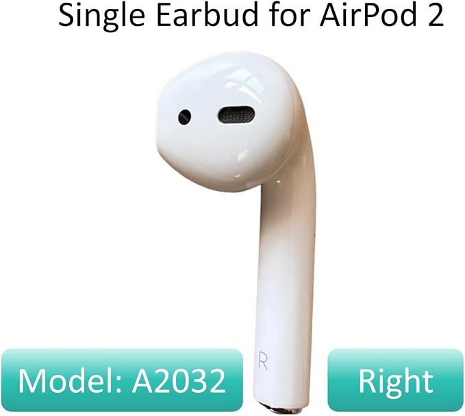 Meenova OEM A2032 Right Earbud Replacement for Pods (2nd Generation) R Side | Single Right Ear Side Only, Compatible with Original Air 2 A1602/A1938 Charging Case Earpad, Individual Used Genuine Pod 2
