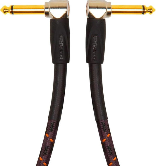 Roland Gold Series Instrument Cable, Angled/Angled 1/4-Inch Jack, 1-Foot