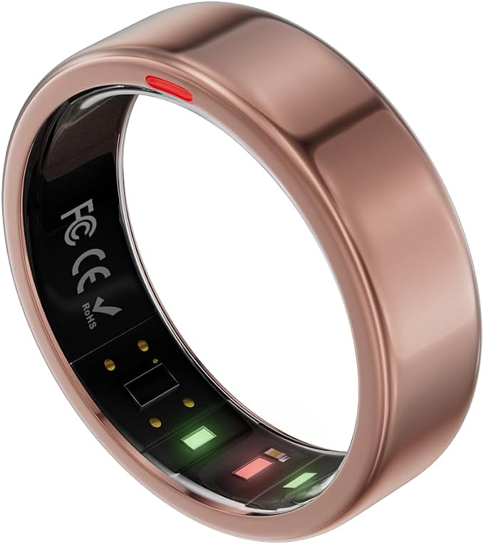 POBOVi Gen 2 Titanium Smart Ring for Women & Men, Sleep & Heart Rate Tracker, No Subscription, Size Before You Buy (Polished Rosegold, 7)