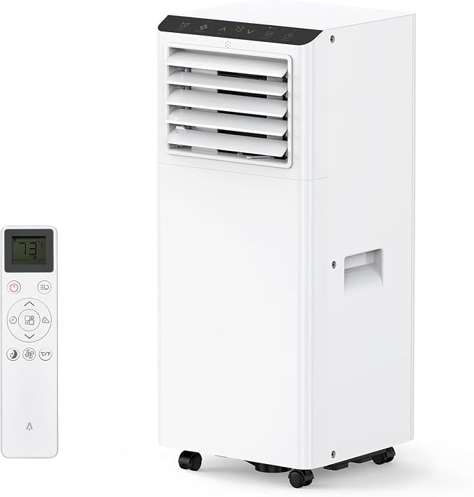 8000Btus Portable Air Conditioner 3-in-1 with Remote Control and LED Display - Cools Up to 350 Sq. Ft., Includes Dehumidifier, Fan, Sleep Mode, Energy Efficient, and Easy Installation Kit