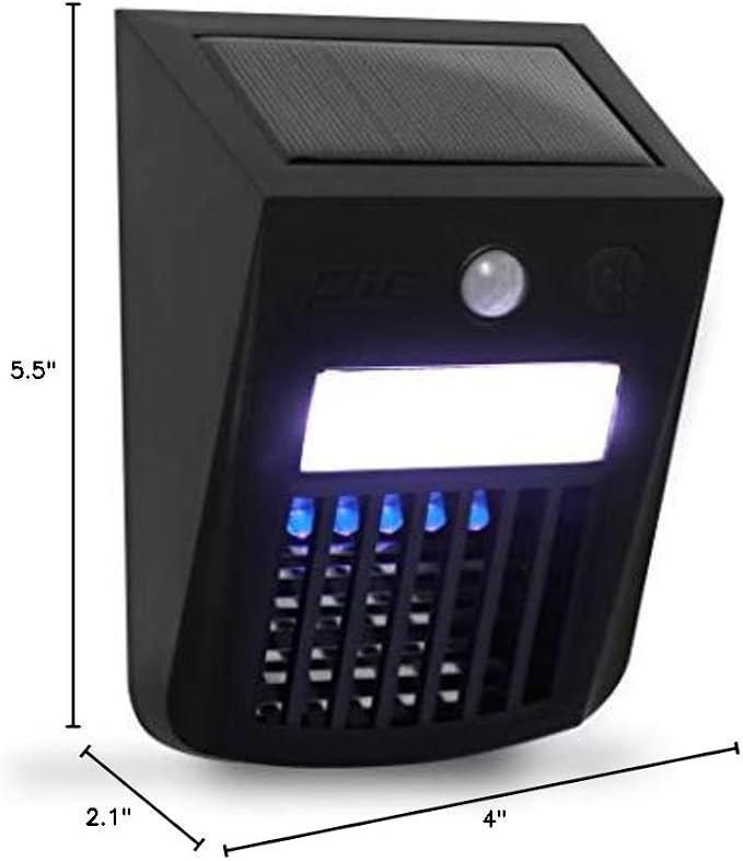PIC 2-in-1 Solar Bug Zapper and Motion Sensor LED Light, Outdoor Electric Insect Killer, Mosquito Fly Zapper Trap for Outdoor Use