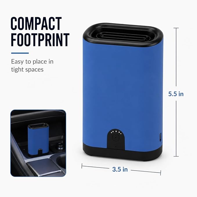 Portable Ozone Generator Air Purifier – 5000mAh Rechargeable Battery Operated Odor Eliminator for Home Car Hotel Rooms Bathroom Kitchen Pets Shoes Smoke & Dust