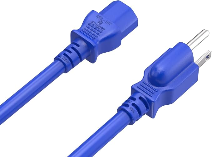 Cable Leader 6ft 14AWG Computer Power Cord, NEMA 5-15P to IEC C13 AC Power Cable, Heavy Duty 3-Prong Replacement Power Cord for PC, Monitor, Printer, Server & TV - Blue
