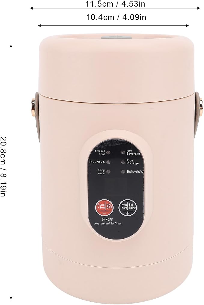 Mini Electric Cooker with Visual Lid Portable Stewing Cooking Pot for Rice Eggs Noodles Porridge (US Plug 110V)