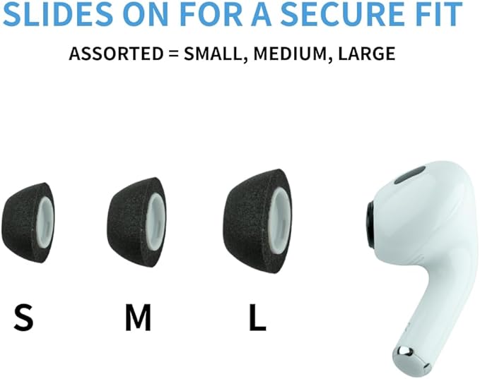 Comply TrueGrip | Premium Memory Foam Replacement Earbud Tips for Apple AirPods Pro 1 & 2 | Enhanced Comfort, Secure Fit, Superior Noise Isolation, Removal & Cleaning Tool | Black, Large (3 Pairs)