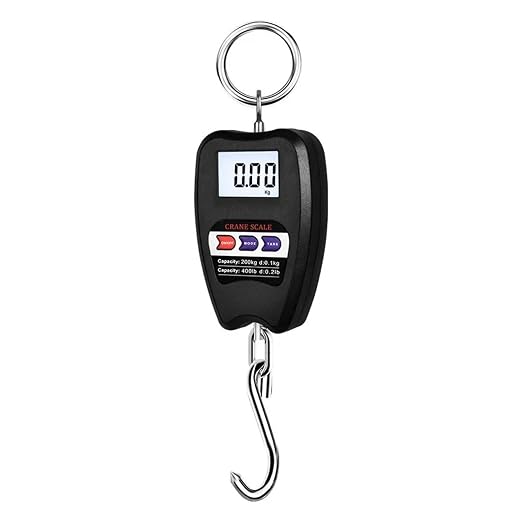 Luggage Scale, 200kg Digital Hanging Scale Multifunctional Portable Electronic Luggage Scale Handheld Mini Crane Scale for Farm Hunting Fishing(Black)